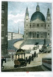 Una representación exacta del gran coche fúnebre que llevó el cuerpo de Lord Nelson desde el Almirantazgo hasta la Catedral de San Pablo el 9 de enero de 1806